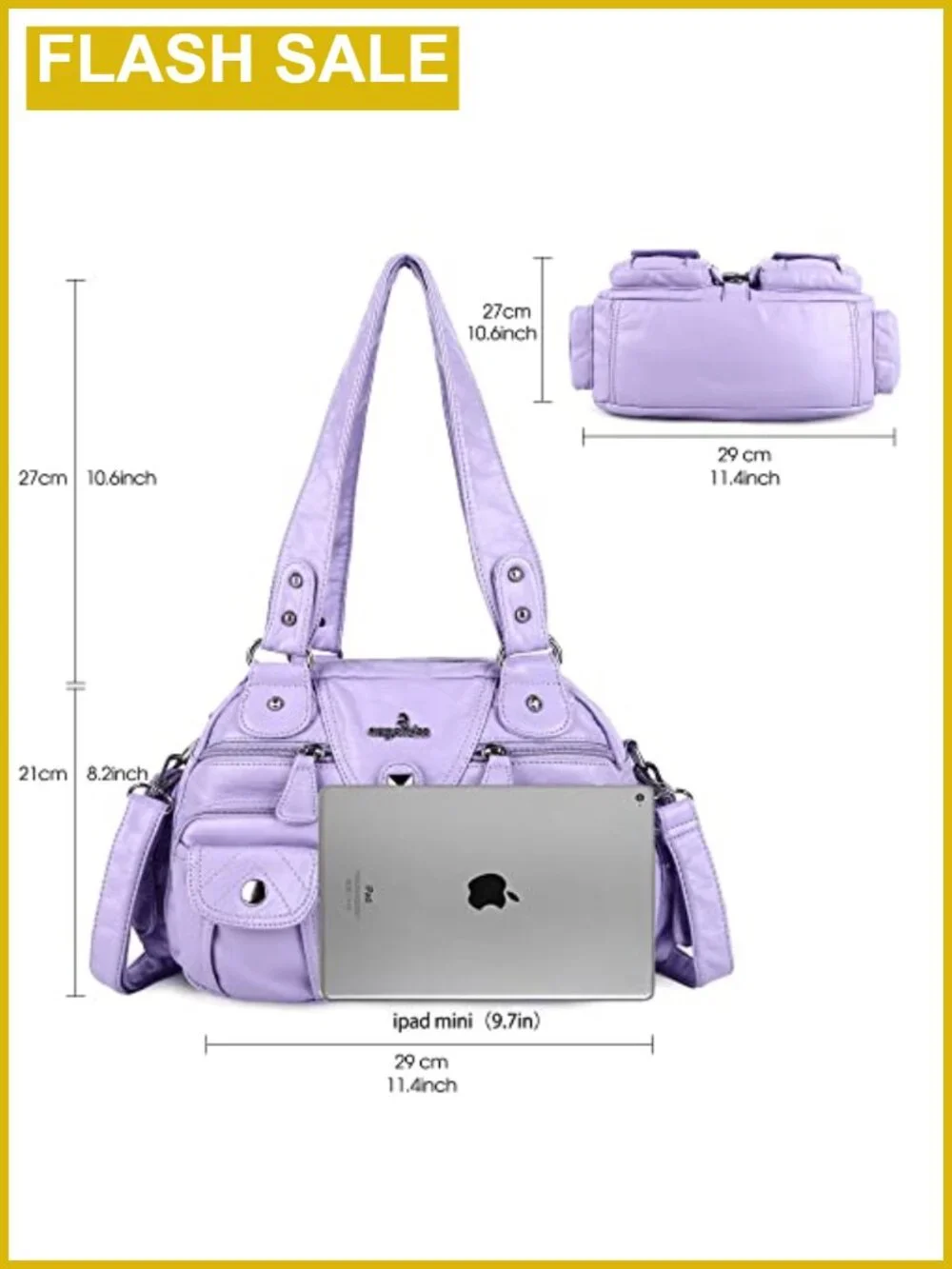 Hobo Crossbody Bag Women Shoulder Purse Multipocket Removable Strap Soft Faux